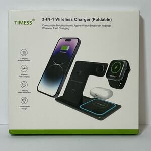 Timess 3-in-1 Wireless Charger Foldable - iPhone and iWatch - NWT